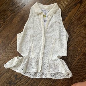 BCBG button up lace tank